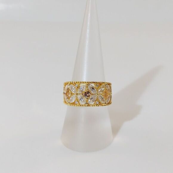 White Zircon & Yellow Topaz  14K YG over Sterling Silver Size 7 - Picture 5 of 8